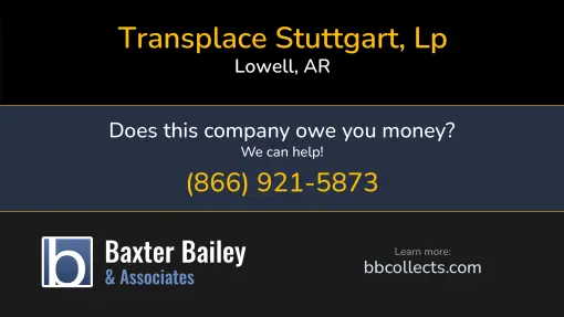 Updated Profile & Contacts for Transplace Stuttgart, LP. DOT: 2232182  MC: 485199.   Located in Lowell, AR 72745 US. 