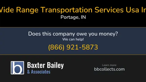 Wide Range Transportation Services Usa Inc Wide Range Transportation Services Inc 2300 Deerview Drive Portage, IN DOT:2236690 MC:565803 1 (219) 979-2642 1 (905) 643-5100