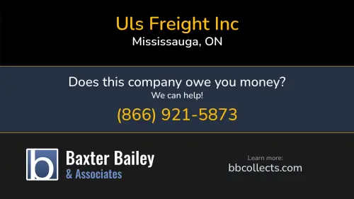 Uls Freight Inc 2960 Drew Rd Mississauga, ON DOT:3832599 MC:1390892 1 (289) 324-1968