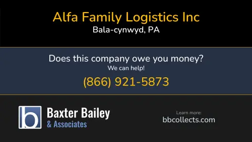Alfa Family Logistics Inc 45 E City Ave Bala-cynwyd, PA DOT:3888160 MC:1428629 1 (484) 268-2680
