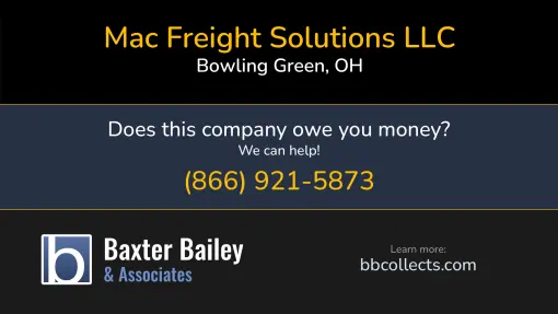 Updated Profile & Contacts for MAC Freight Solutions LLC. DOT: 3913852  MC: 1445624.   Located in Bowling Green, OH 43402 US. 