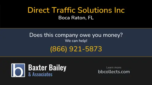 Direct Traffic Solutions Inc 851 Broken Sound Parkway Boca Raton, FL DOT:995495 MC:423054 1 (732) 587-4000 1 (267) 246-1150